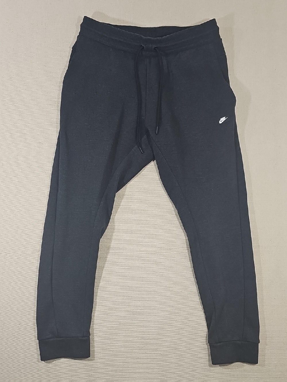 Nike Charcoal Gray Drawstring Jogger Pants with White Logo